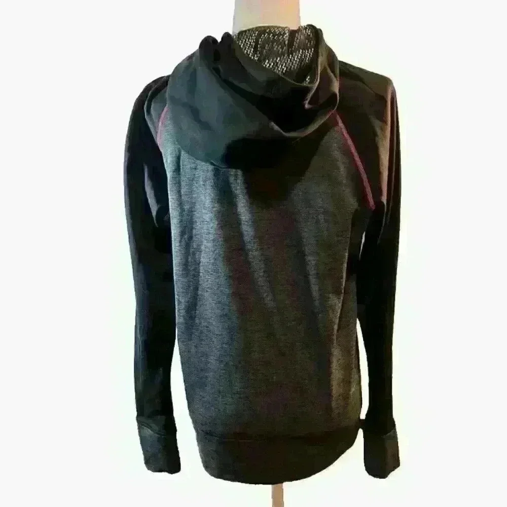 Nike Womens L Fitted Grey Sweatshirt hoodie fitted pink swoosh black sleeves